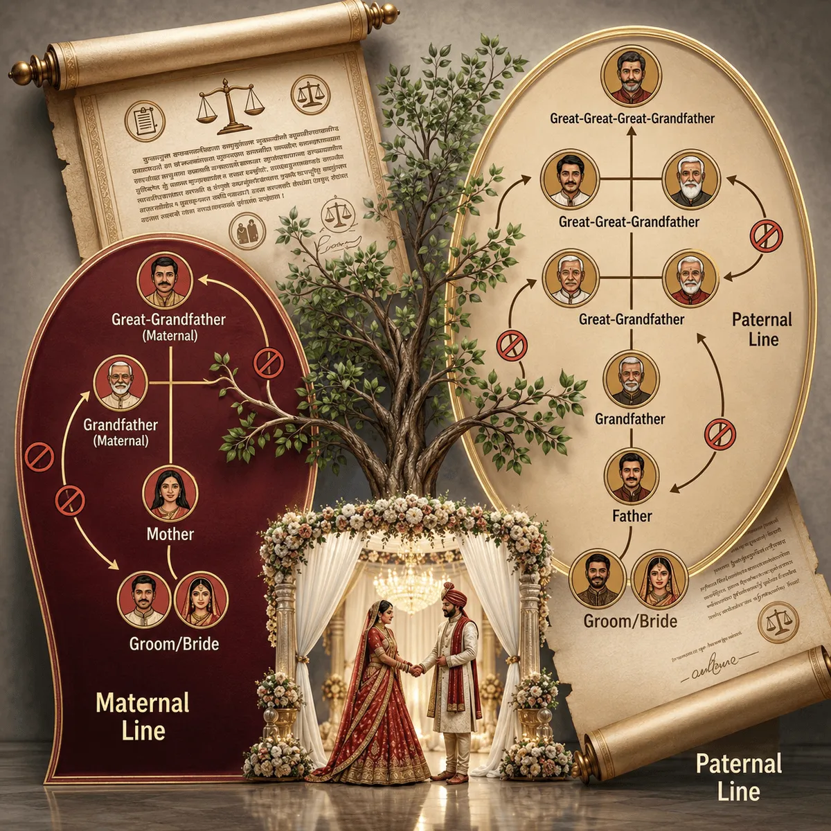 Sapindi Vivah — Family tree showing marriage rules under Hindu Marriage Act
